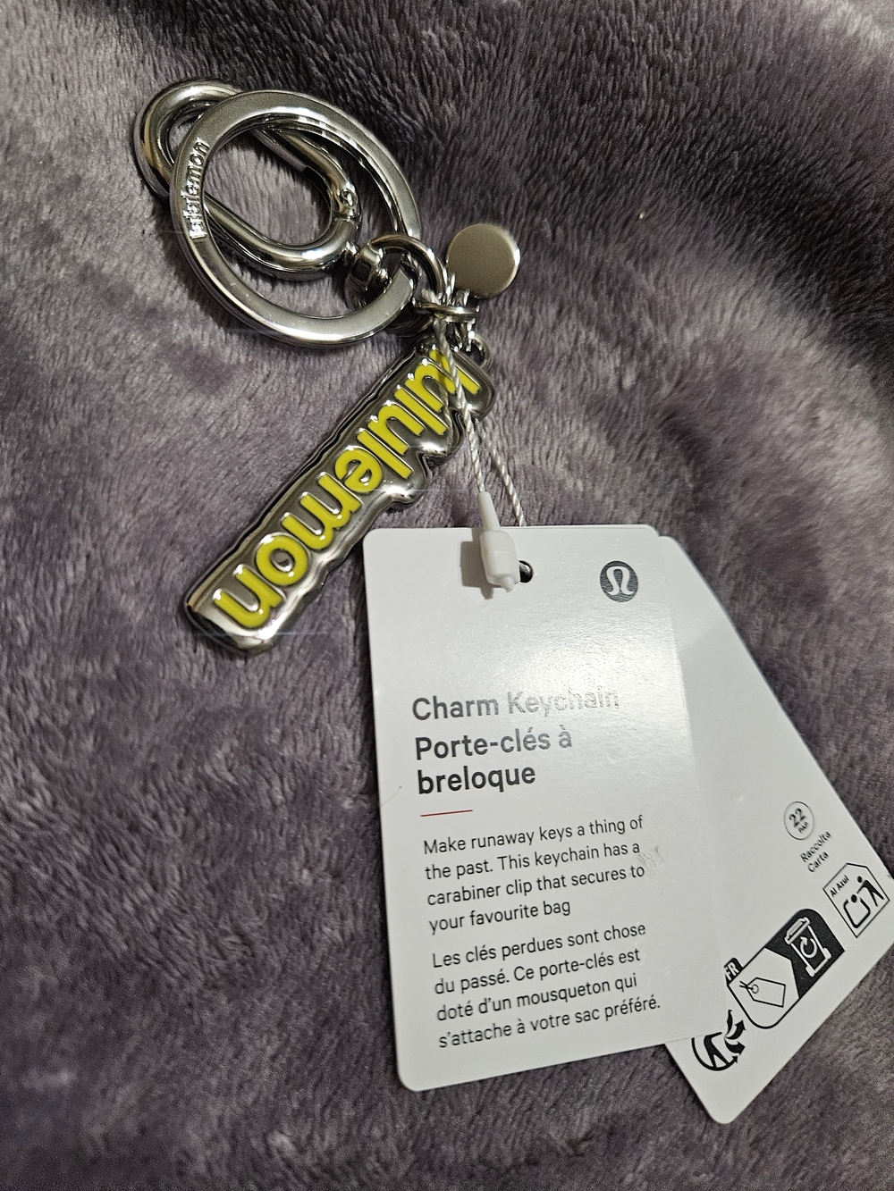 lululemon athletica Yellow Logo Enamel Keychain Charm